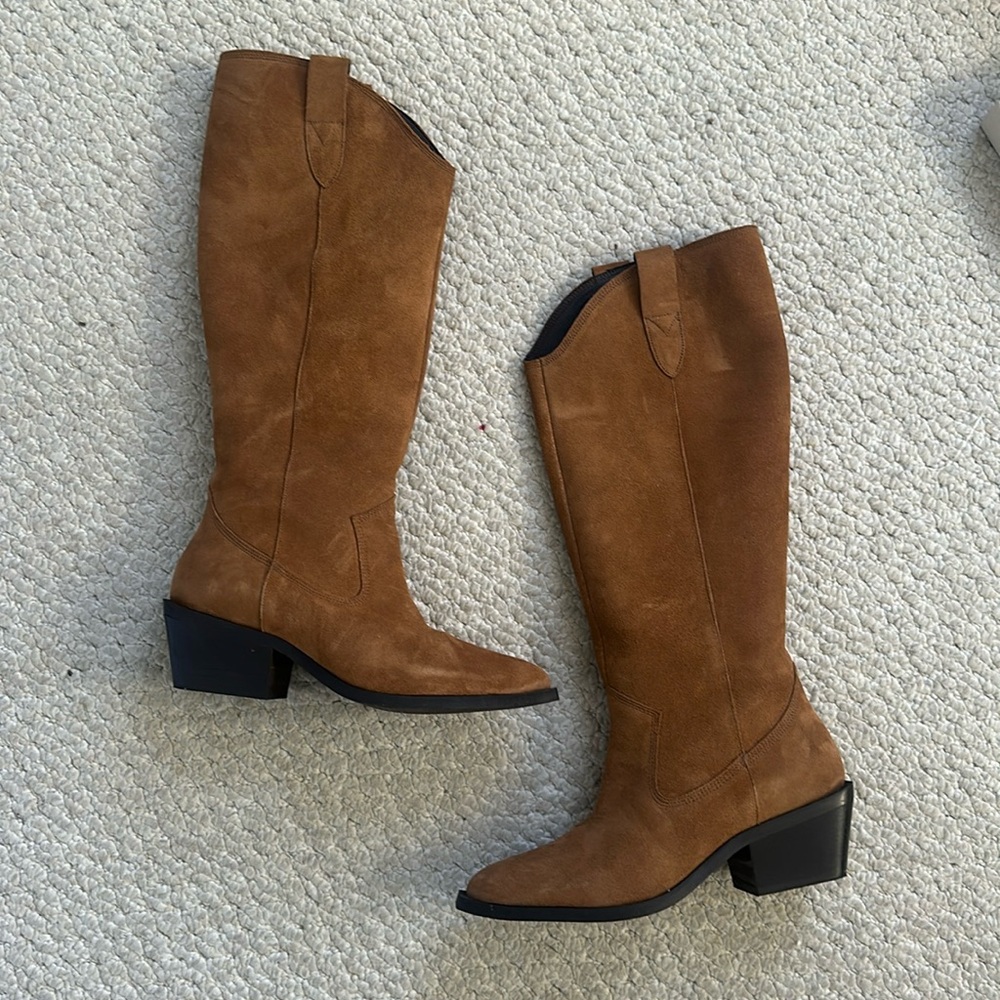Bianco Camel Suede Knee High Boots 7